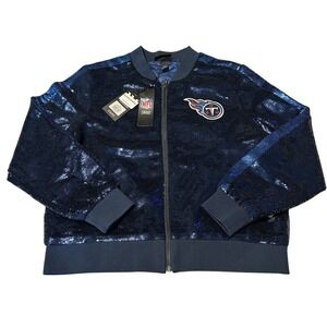 NEW Women's MEDIUM Tennessee Titans Blue Sequin Jacket - The Wild Collection